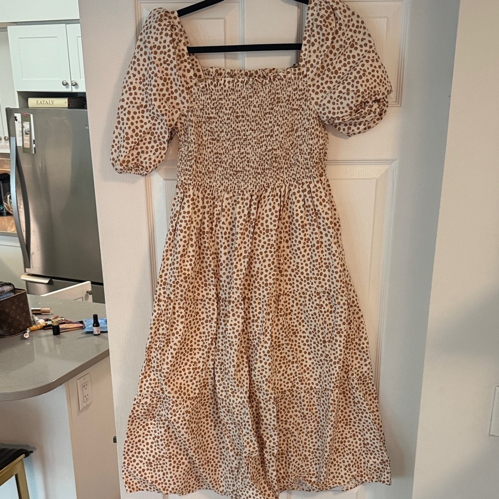 Chic Cream and Brown Maxi Dress